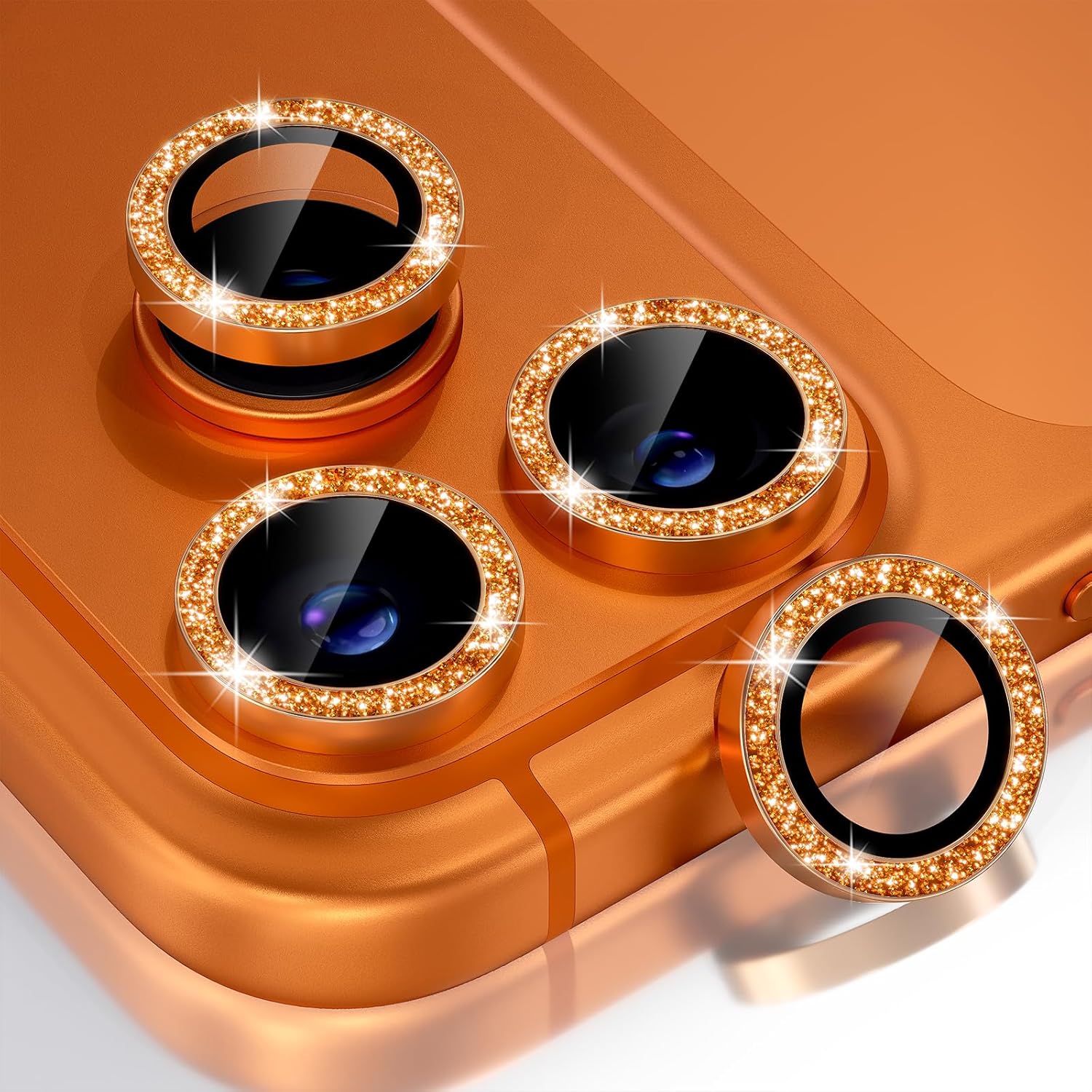 Phone Cases Orange - Glitter Orange Camera Lens Protector Cover