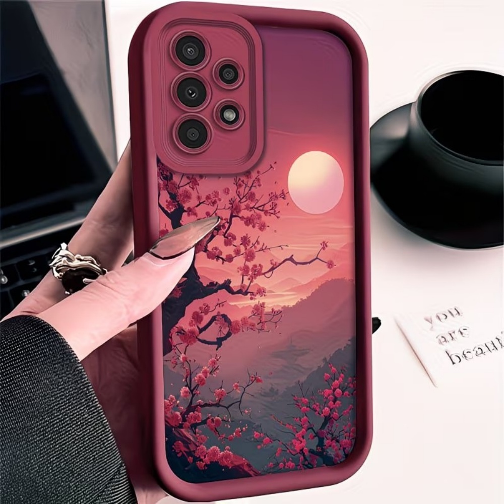 Phone Cases For Samsung S21 5G - Sunset Mountain Peak Anti-Fall Red Phone