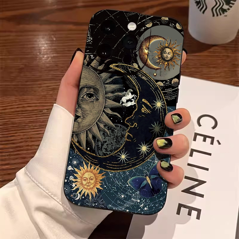 Phone Cases For Samsung S21 5G - Aesthetic Sun Moon Print Phone Case