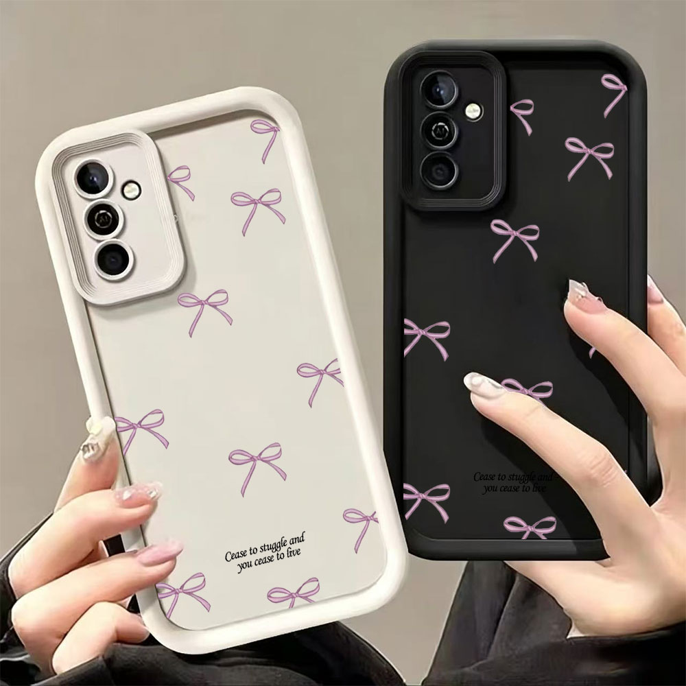 Phone Cases For Samsung S21 5G - Pink Bow Print Soft TPU Phone