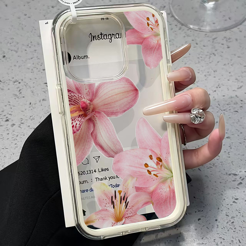 Phone Cases Bulk - Pink Lily Flower Clear Phone Case