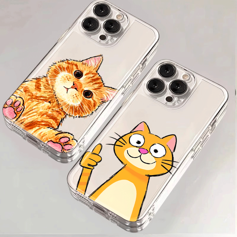 Cute Cartoon Orange Cat Patter - Phone Cases Orange review and price