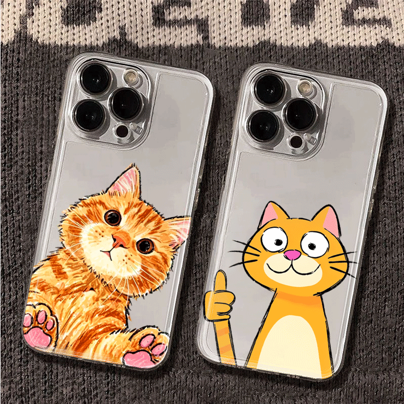 Cute Cartoon Orange Cat Patter - Phone Cases Orange review and price