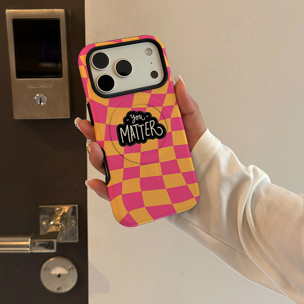Pink Orange Check Slogan For i - Phone Cases Orange review and price