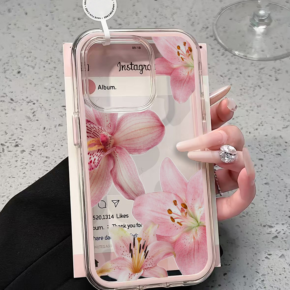 Pink Lily Flower Clear Phone C - Phone Cases Bulk review and price