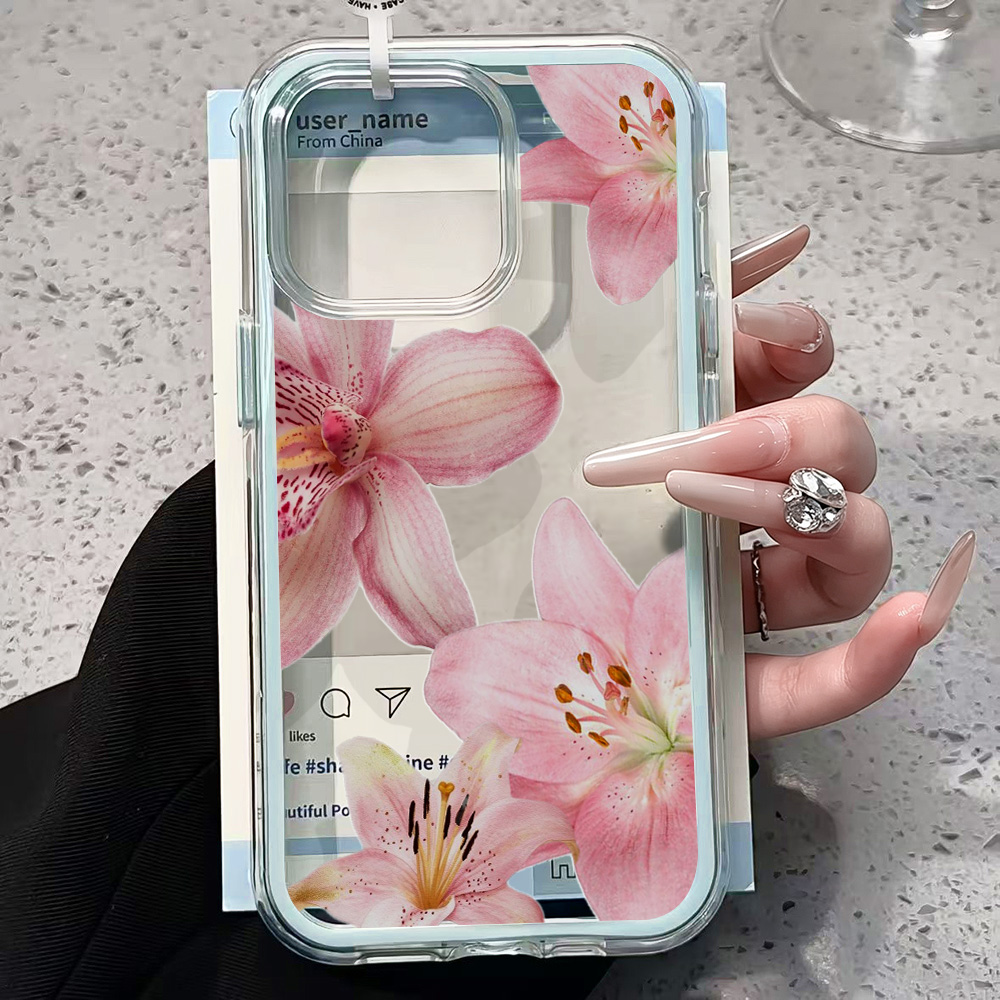 Pink Lily Flower Clear Phone C - Phone Cases Bulk review and price