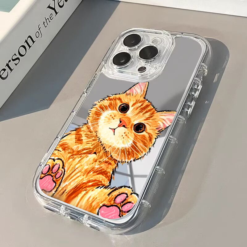 Cartoon Cute Orange Cat Mirror - Phone Cases Orange review and price