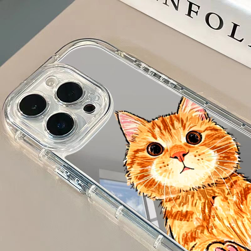 Cartoon Cute Orange Cat Mirror - Phone Cases Orange review and price