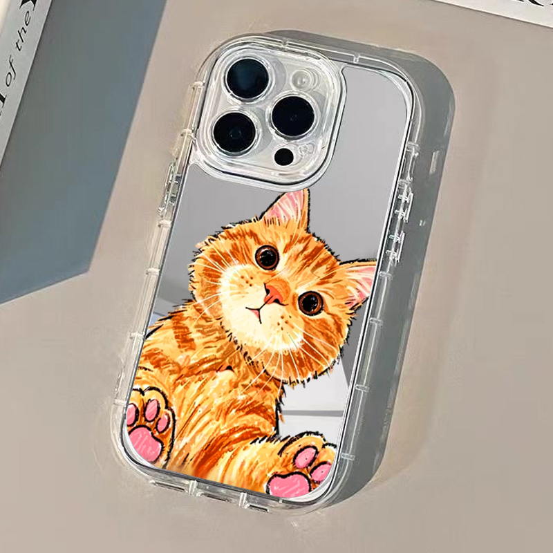 Cartoon Cute Orange Cat Mirror - Phone Cases Orange review and price