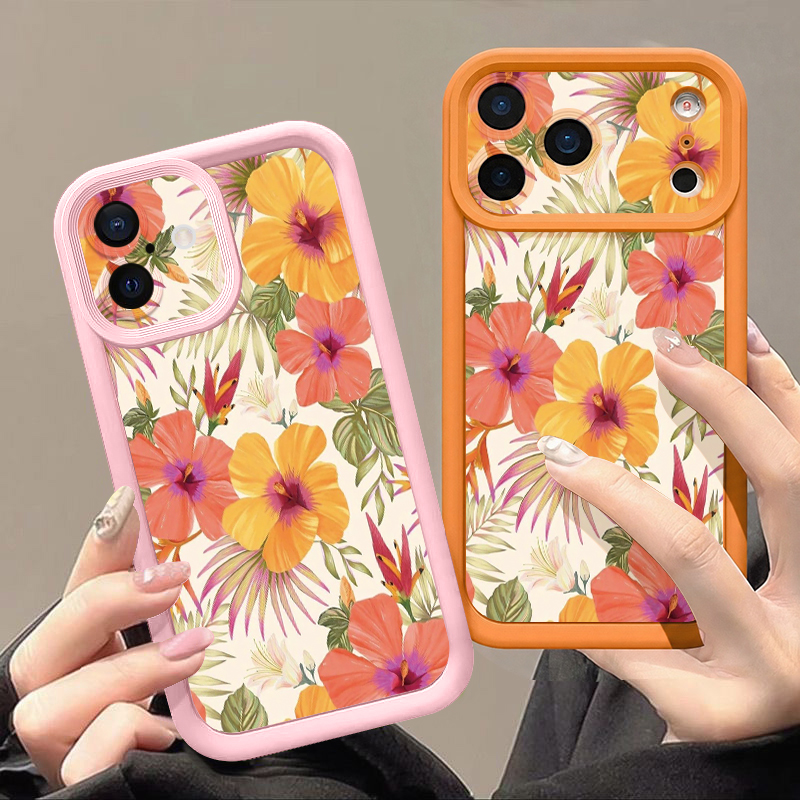 Orange Flower Pattern TPU Phon - Phone Cases Orange review and price