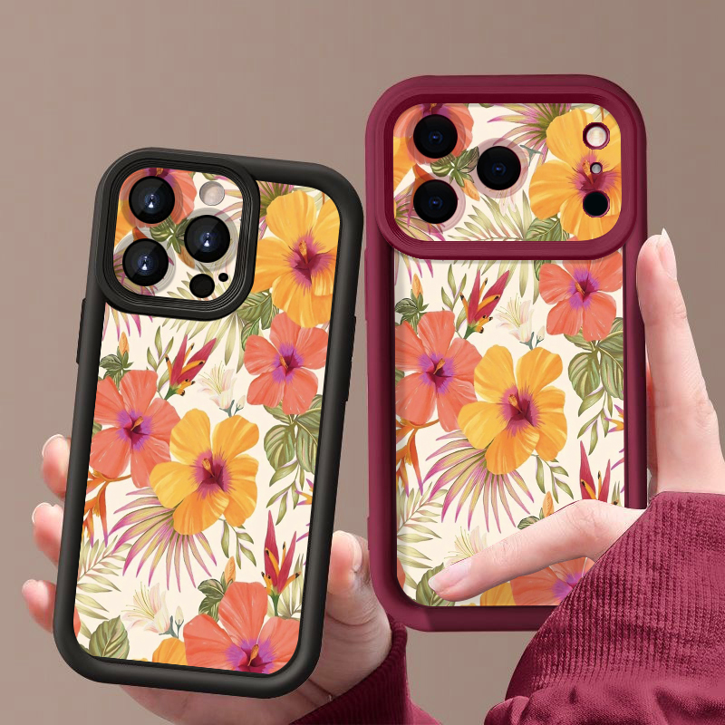 Orange Flower Pattern TPU Phon - Phone Cases Orange review and price