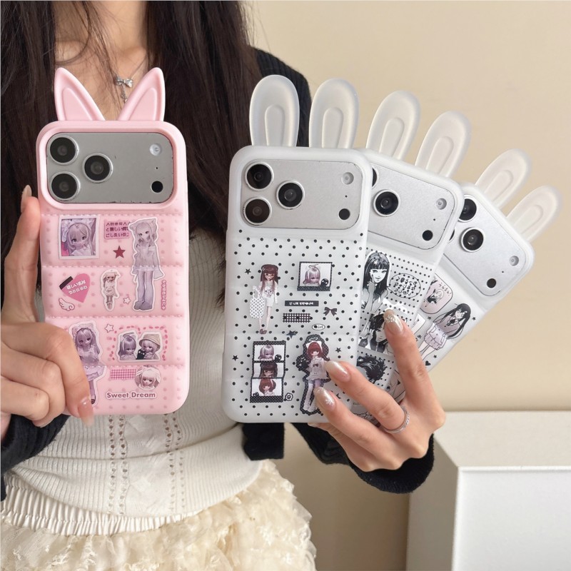 Japanese Y2K Cute Bunny Ear Ph - Phone Cases Japanese review and price